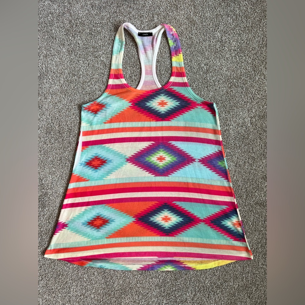Multi-Colored Graphic Sleeveless Tank Top